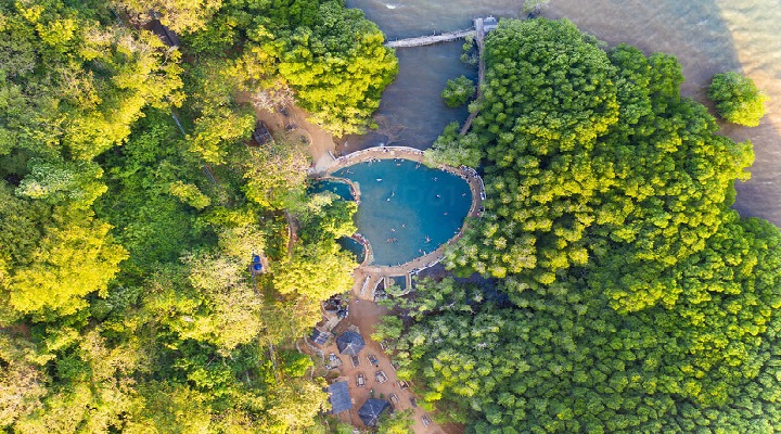 Aerial view of Maquinit Hot Spring,Coron,Palawan,Philippines Mount Tapyas